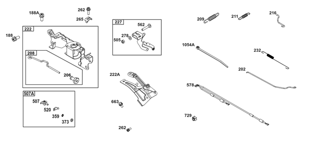 Controls Group Diagram and Parts List for 386447-0439-G1 200000 - 399999 Briggs and Stratton Engine